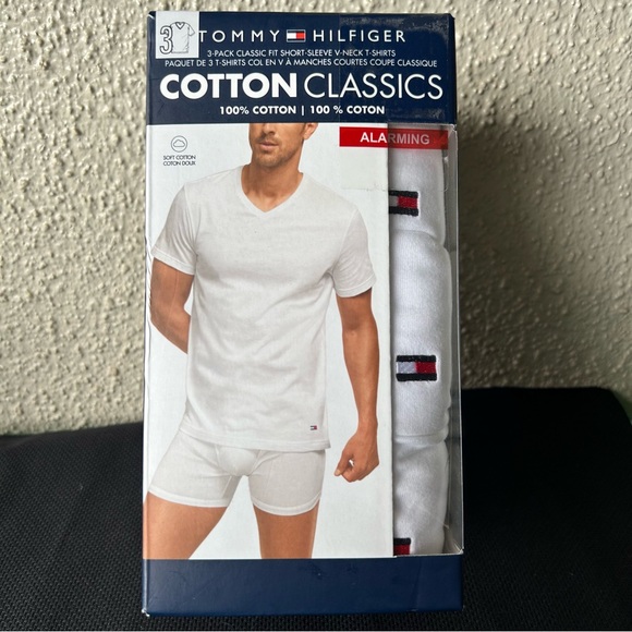 Tommy Hilfiger men’s V-neck undershirts white 3 pack XL NIB - Picture 1 of 6
